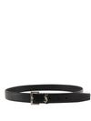 Square Buckle Monogram Leather Belt Black - SAINT LAURENT - BALAAN 2