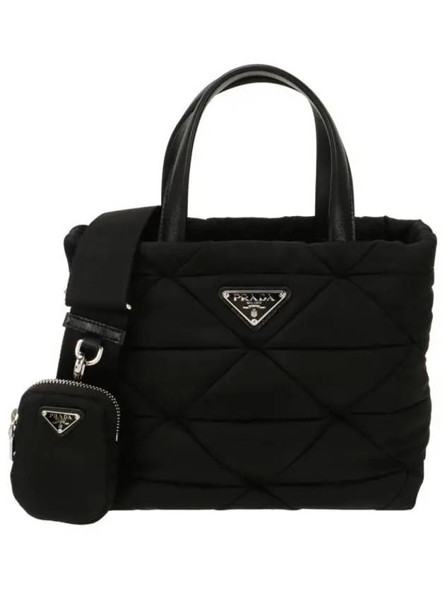 Triangle Logo Re-Nylon Padded Tote Bag Black - PRADA - BALAAN 2