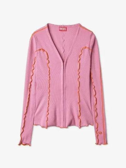 Women's T Ribas Ribbed Cardigan Light Pink - DIESEL - BALAAN 2