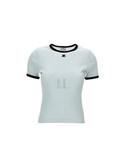 Contrast Trimming Logo Patch Short Sleeve T-Shirt White - COURREGES - BALAAN 2