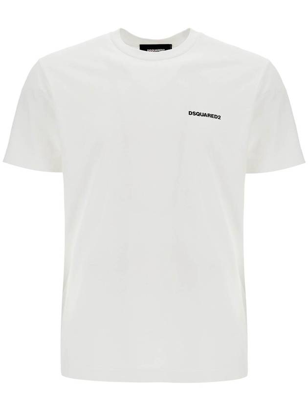 men's white cotton t-shirt with embroidered logo - DSQUARED2 - BALAAN 1