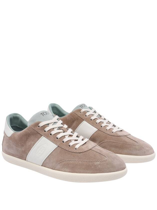 Logo Suede Low Top Sneakers Beige - TOD'S - BALAAN 3