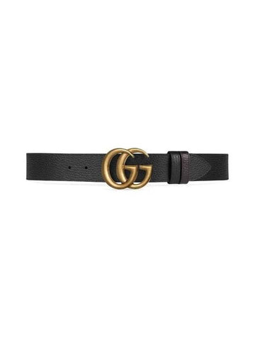 Double G Buckle Reversible Leather Belt Black - GUCCI - BALAAN 1