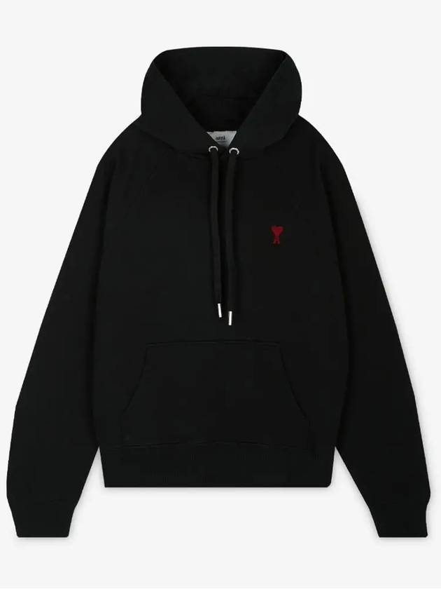 Heart Logo Cotton Hoodie Black - AMI - BALAAN 3