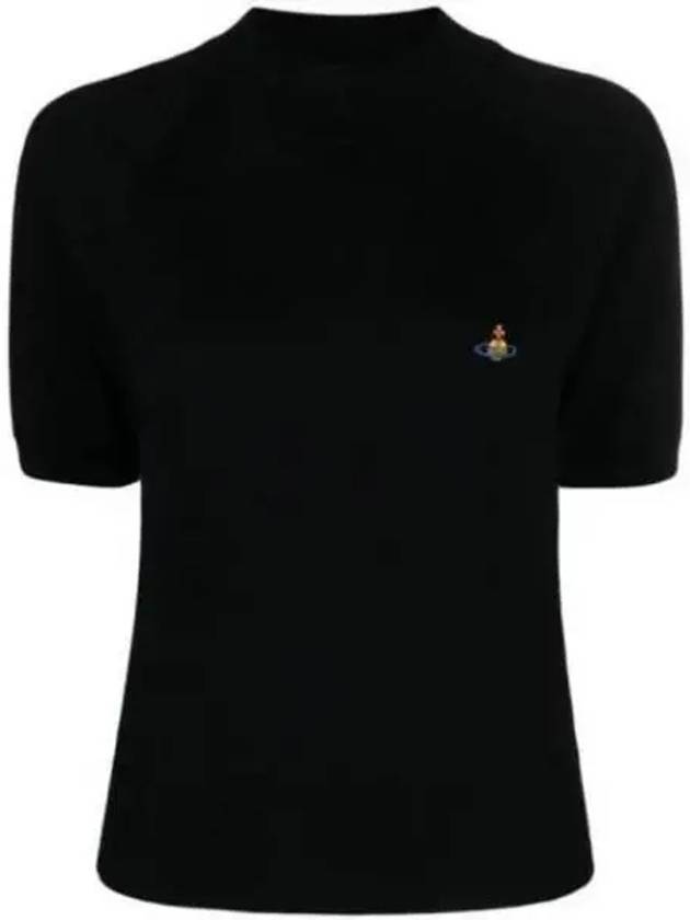 Embroidery ORB Logo Wool Knit Top Black - VIVIENNE WESTWOOD - BALAAN 2