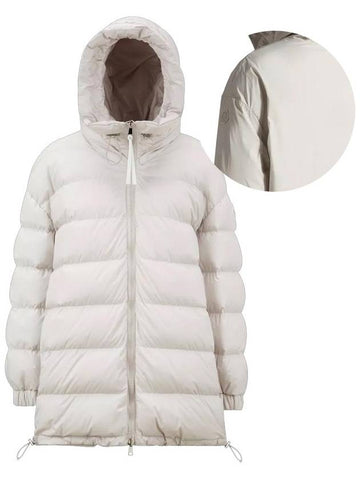 1A00058 595AZ 21D Women's GUERLEDAN Reversible Stone Beige Hooded Jacket - MONCLER - BALAAN 1