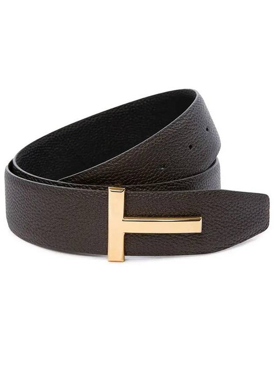 T Buckle Reversible Leather Belt Black Brown - TOM FORD - BALAAN 2