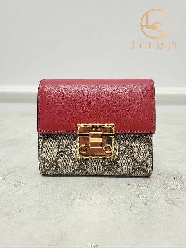 Used luxury goods Lewis It Beige red GG Supreme padlock bi fold wallet - GUCCI - BALAAN 1