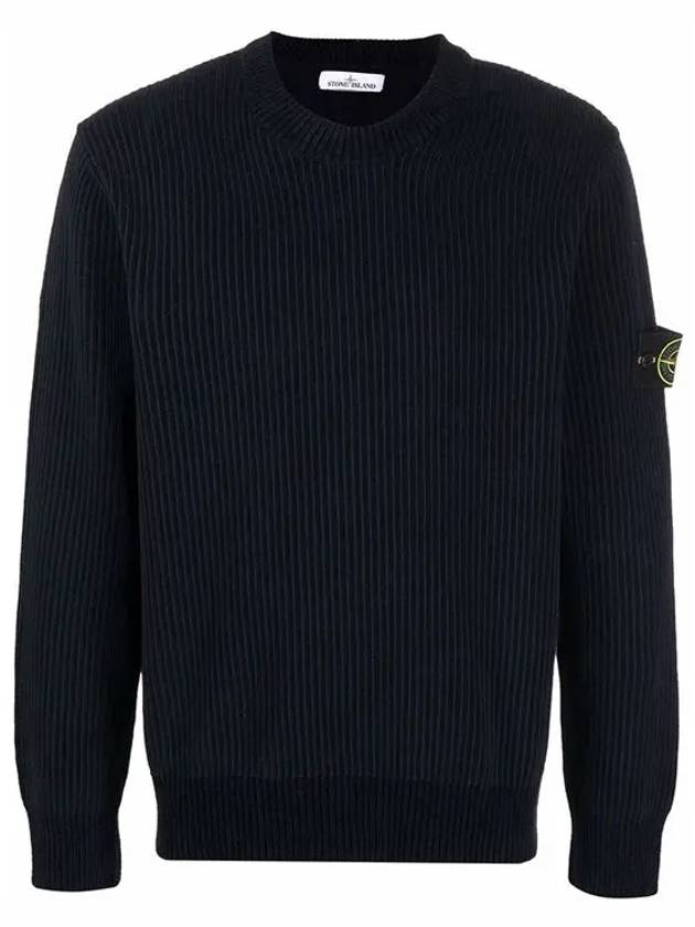 Wappen Patch Cotton Chenille Crew Neck Pullover Knit Top Navy - STONE ISLAND - BALAAN 6