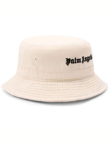 Embroidered Logo Classic Bucket Hat Ivory - PALM ANGELS - BALAAN 1