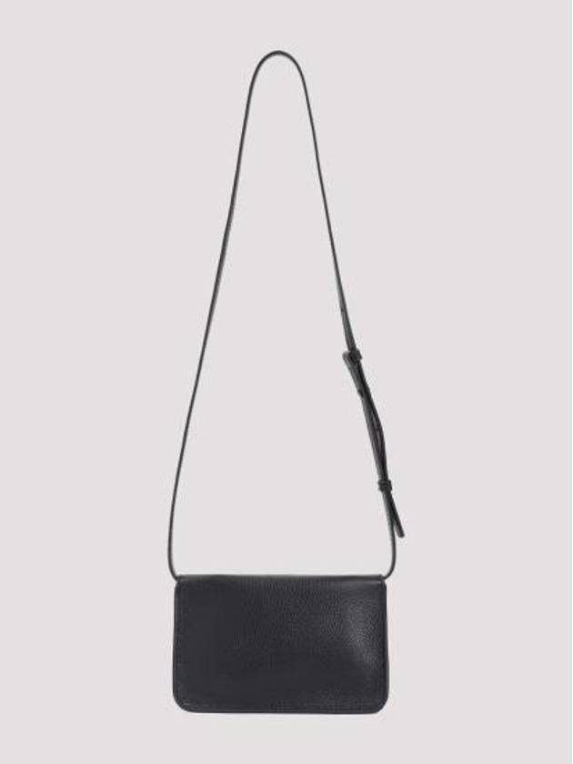 Embroidered Logo Leather Cross Bag Black - MARNI - BALAAN 5