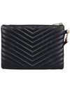 Matelasse Monogram Logo Strap Clutch Bag Black - SAINT LAURENT - BALAAN 4