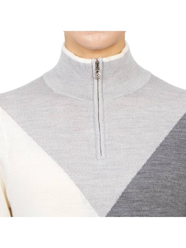 Color Block Merino Wool Quarter Zip Sweater Gray - G/FORE - BALAAN 7