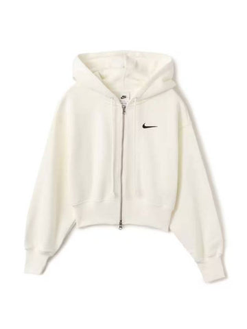 Sportswear Phoenix Fleece Crop Zip-Up Hoodie White - NIKE - BALAAN 1