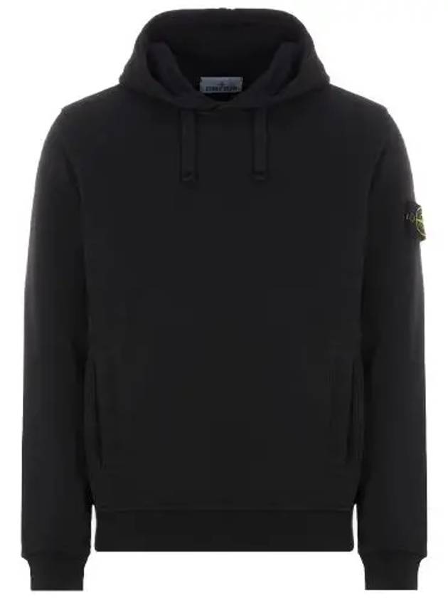 Wappen Patch Brushed Cotton Fleece Hoodie Black - STONE ISLAND - BALAAN 2