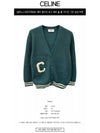 College Logo Patch Wool Long Cardigan Green - CELINE - BALAAN 3