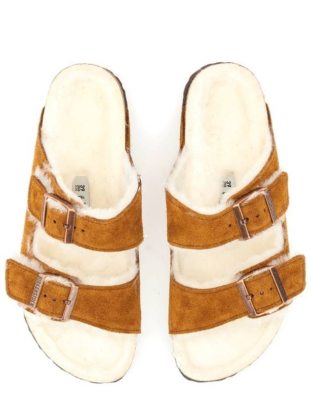 Arizona Shearling Suede Slippers Mink - BIRKENSTOCK - BALAAN 4