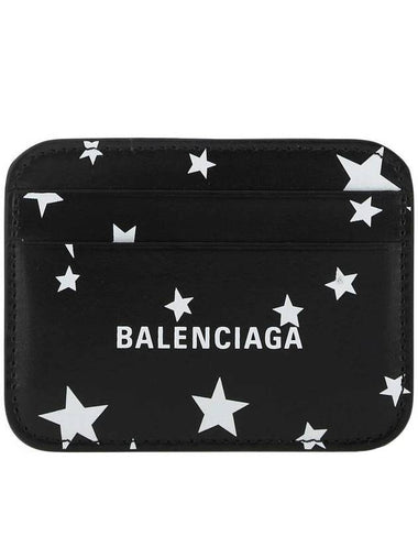 Logo Star Print Leather Card Wallet Black - BALENCIAGA - BALAAN 1