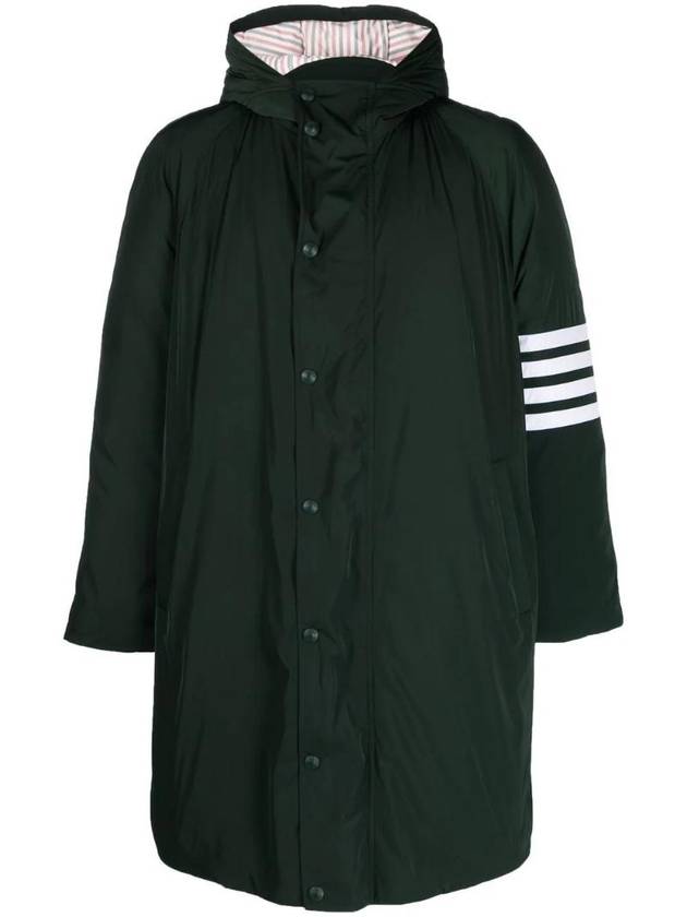 Men's 4 Bar Poly Twill Hooded Parka Dark Green - THOM BROWNE - BALAAN 1