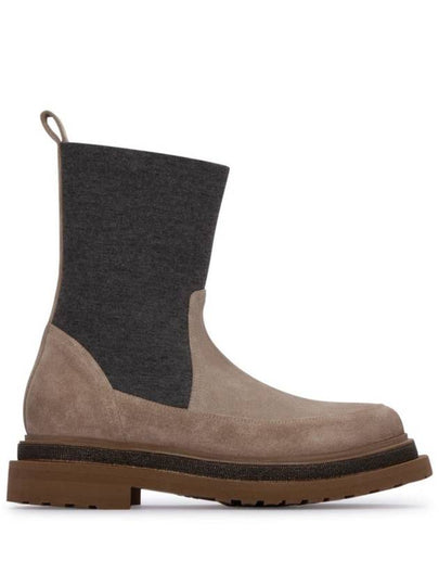 Moniret Knit Ankle Chelsea Boots Brown Gray - BRUNELLO CUCINELLI - BALAAN 2