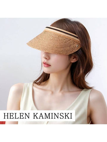 Bianca nougat color black striped sun cap visor summer hat - HELEN KAMINSKI - BALAAN 1