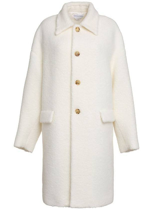 Women's Fluffy Single Coat White - BOTTEGA VENETA - BALAAN 1