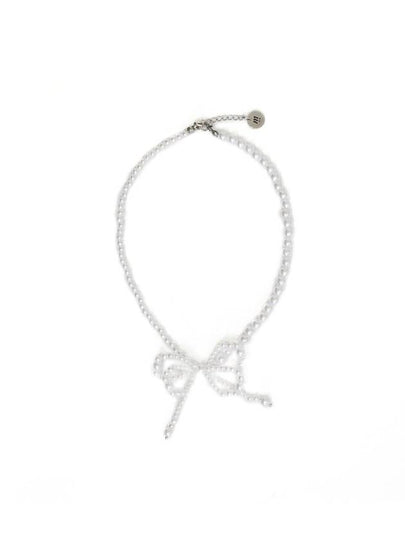 Ribbon Pearl Necklace White - MSKN2ND - BALAAN 2