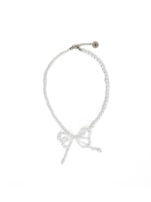 Ribbon Pearl Necklace White - MSKN2ND - BALAAN 2