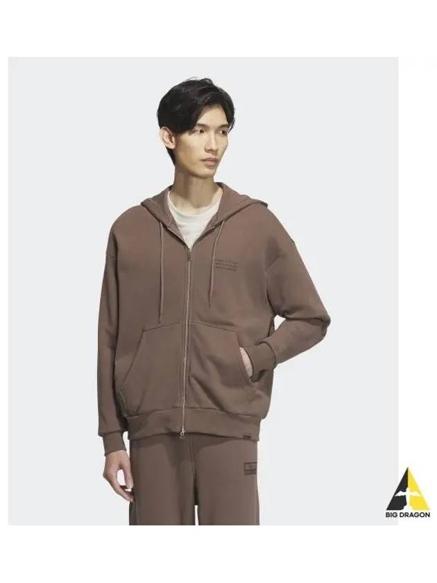 adidas Burbiage Full Zip Hoodie Brown IS7427 - ADIDAS - BALAAN 1