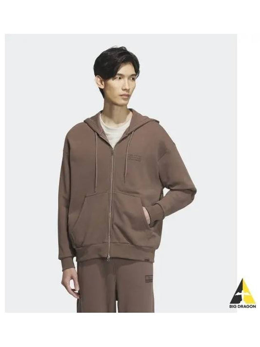 adidas Burbiage Full Zip Hoodie Brown IS7427 - ADIDAS - BALAAN 1