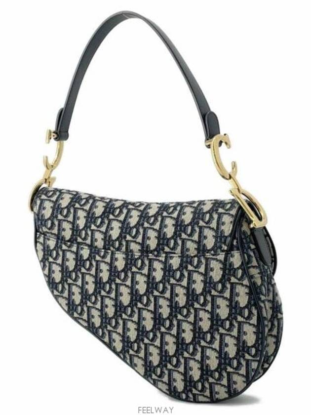 Saddle Oblique Jacquard Shoulder Bag Navy - DIOR - BALAAN 7