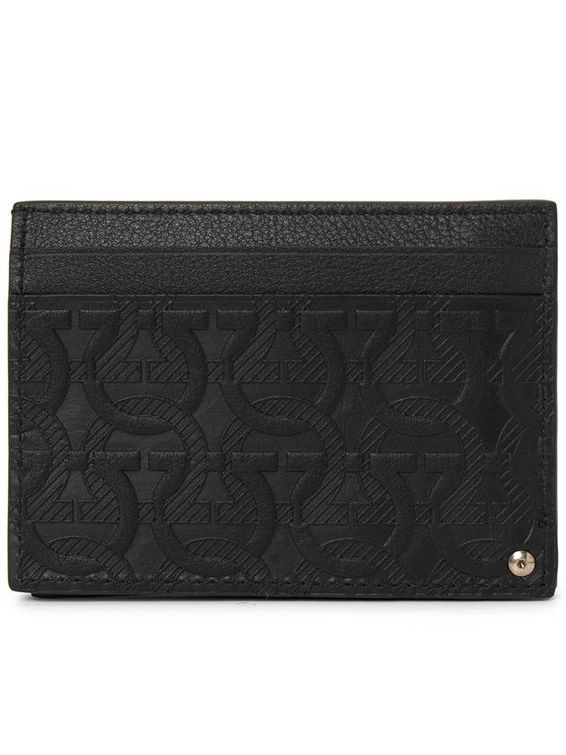 Gancini Embossed Card Wallet Black - SALVATORE FERRAGAMO - BALAAN 3