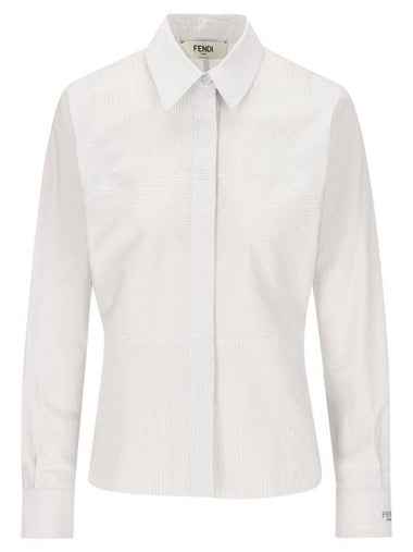 Striped Cotton Shirt White - FENDI - BALAAN 1