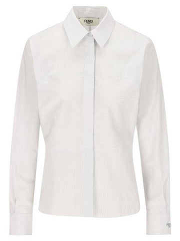 Striped Cotton Shirt White - FENDI - BALAAN 1