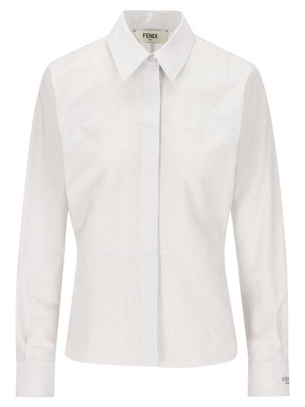 Striped Cotton Shirt White - FENDI - BALAAN 2