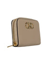 Women's Gancini Logo Zipper Card Wallet Beige - SALVATORE FERRAGAMO - BALAAN 4