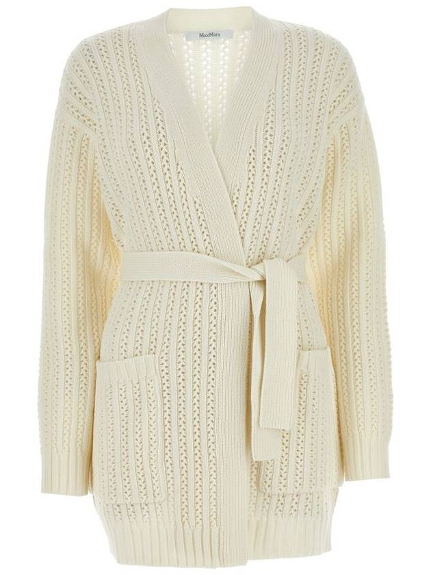 Belted long sleeve cardigan white - MAX MARA - BALAAN 2