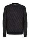 FF motif crew neck wool knit top black - FENDI - BALAAN 1