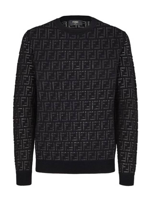 FF motif crew neck wool knit top black - FENDI - BALAAN 1