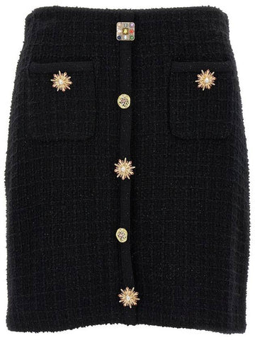 Women's Jewel Button Knit H-Line Skirt Black - SELF PORTRAIT - BALAAN 1