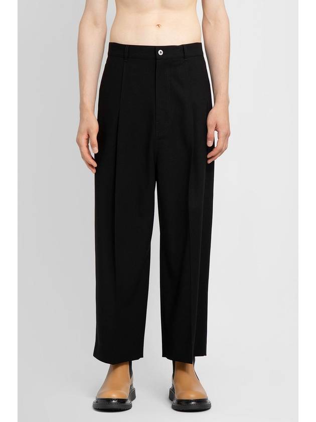 Crop Wool Pintuck Straight Pants Black - LOEWE - BALAAN 8