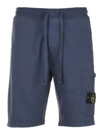 Wappen Patch  Fleece Bermuda Shorts Avio Blue - STONE ISLAND - BALAAN 1