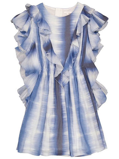 Chloe Girls Blue White Abstract Printed Ruffled Dress, Size 8 - CHLOE - BALAAN 1