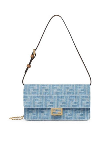 FF Logo Denim Shoulder Bag Blue - FENDI - BALAAN 1