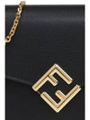 FF Logo Chain Diamond Leather Cross Bag Black - FENDI - BALAAN 7