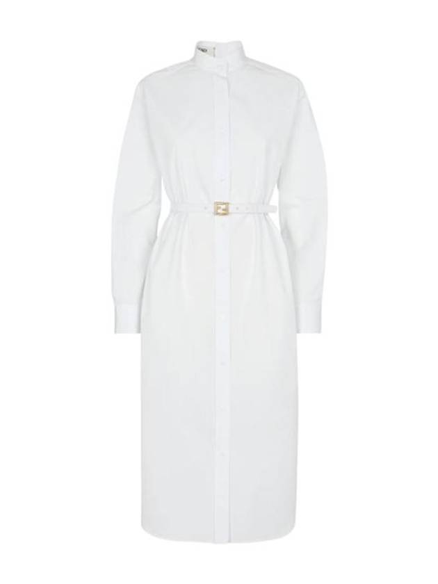 Cotton Poplin Midi Dress White - FENDI - BALAAN 1