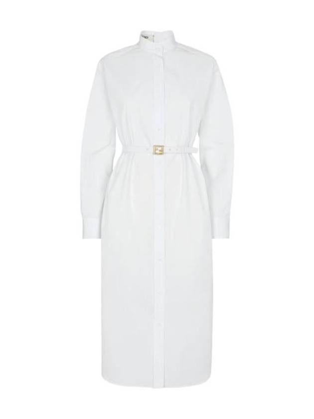 Cotton Poplin Midi Dress White - FENDI - BALAAN 1