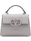 V Logo Leather Tote Bag Dove Grey - VALENTINO - BALAAN 1