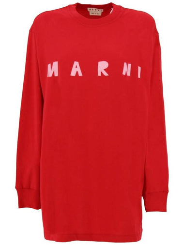 logo lettering overfit slit long sleeve t-shirt - MARNI - BALAAN 1