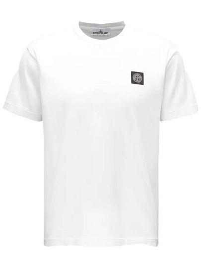 Logo Patch Cotton Short Sleeve T-Shirt White - STONE ISLAND - BALAAN 2